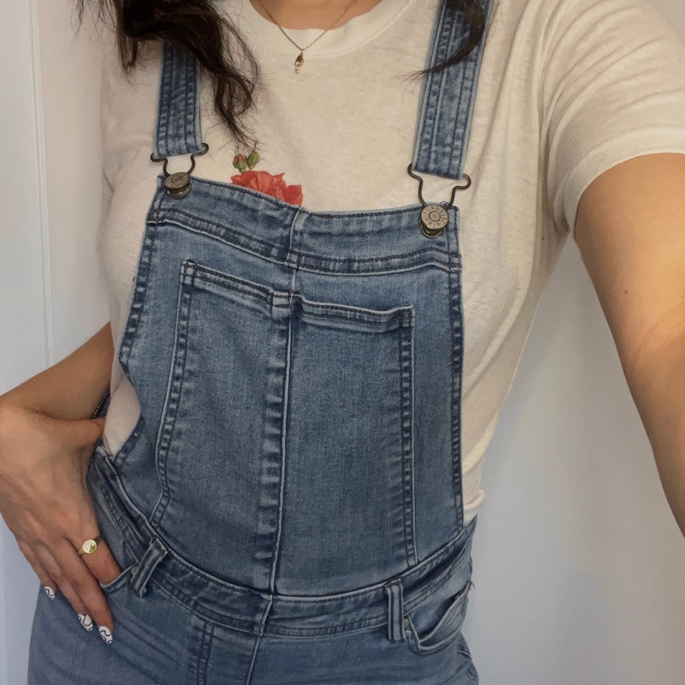 Ripped Stretchy Skinny Blue Jean Overalls